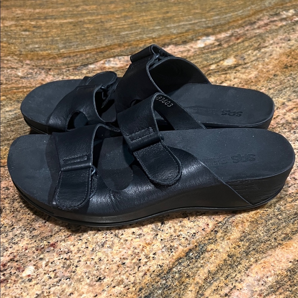 SAS Black Women's Leather Sandals